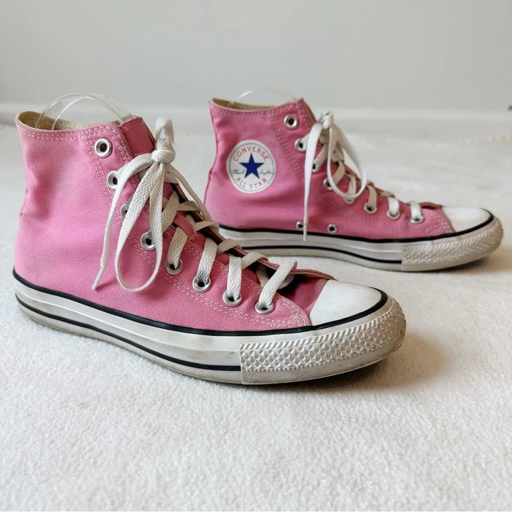 Converse Pink High Top Canvas All Star Chuck Taylor Sneakers EUC, size 8.5 - Picture 11 of 16